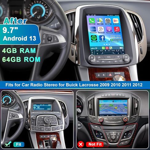 Car Radio for Buick Lacrosse 2009 2010 2011 2012 مع Carplay Android Auto و Radio GPS Severigation ، كاميرا عكسية 9.7 بوصة. in Kuwait