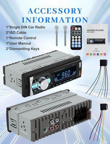 راديو Bluetooth واحد ، جهاز استقبال ستيريو السيارة ونظام الصوت | منافذ USB مزدوجة/FM/AUX/MP3/SD/EQ | ملاءمة عالمية لسيارات سيارات سيارات الدفع الرباعي in Kuwait