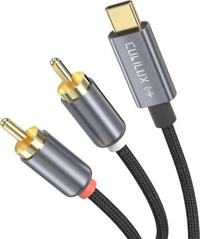Cubilux USB to RCA Audio Cable with 384KHz/24-bit DAC, USB A Male to 2 Male RCA Stereo AUX Cord, 2RCA Auxilary Cable for Laptop, PC, Computer, 6 Feet in Kuwait