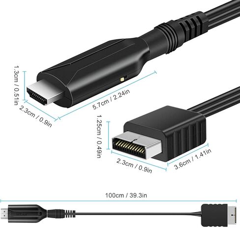 PS1/PS2 إلى Cable HDMI ، 39.3 بوصة PS1 PS2 إلى كبل الارتباط HD ، كابل HDMI للحصول على وحدة التحكم PS2 PS1 ، المكونات واللعب ، سلك فيديو وحدة وحدة التحكم ، متوافق مع PS1 PS2 in Kuwait