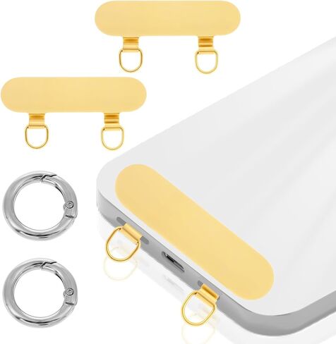 2 PCS 2 Way Metal Phone Tether Table تم ترقيته مزدوج ثقب حلبة الهاتف المحمول الحبل الخلفي تصحيح هواتف عالمية موصل حزام مع حلقات الربيع سحر الهاتف هواتف استبدال حزام استبدال in Saudi Arabia