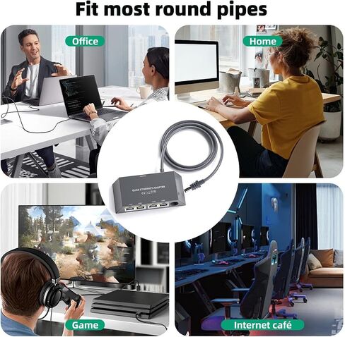 Zopsc 4 Port Gigabit Ethernet Adapter for Satellite Gen 3, 1Gbps Wired Network Splitter, Plug and Play Multi Device Hub, ABS Housing for Indoor Outdoor. in Saudi Arabia