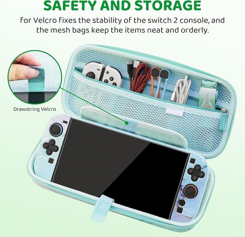 FUNDIARY Travel Carrying Case for Nintendo Switch 2 with Purple Marble Design, Cute Accessories with Portable Storage Bag, Dockable Protective Cover, Screen Protector, Shoulder Strap and 2 Thumb Caps in Kuwait
