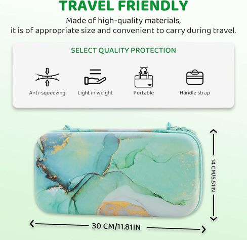 FUNDIARY Travel Carrying Case for Nintendo Switch 2 with Purple Marble Design, Cute Accessories with Portable Storage Bag, Dockable Protective Cover, Screen Protector, Shoulder Strap and 2 Thumb Caps in Kuwait