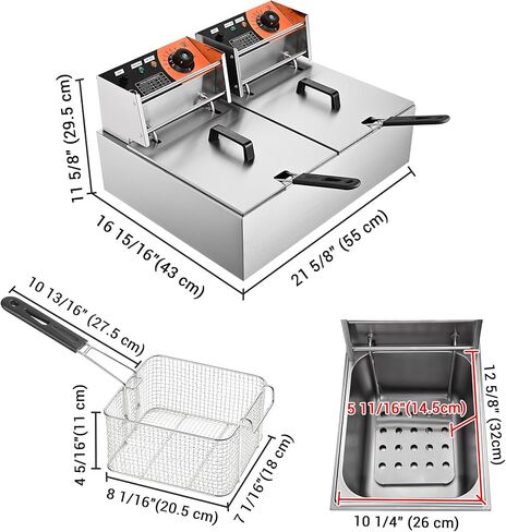 WeChef Commercial Electric Deep Fryer 12L 2500W Single Removable Basket Stainless Steel Electric Countertop Fryer for Commercial Use Snack Stand Food Truck in Kuwait
