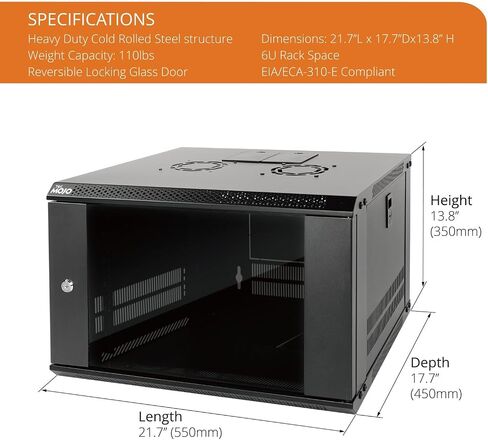 Tecmojo 6u Wall Mount Server Cabinet & 8in Server Rack Shelf in Saudi Arabia