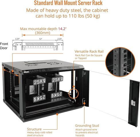 Tecmojo 6u Wall Mount Server Cabinet & 8in Server Rack Shelf in Saudi Arabia