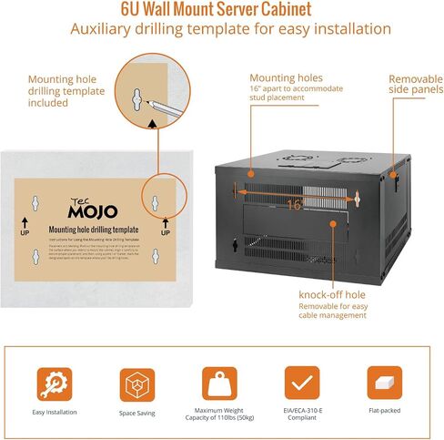 Tecmojo 6u Wall Mount Server Cabinet & 8in Server Rack Shelf in Saudi Arabia