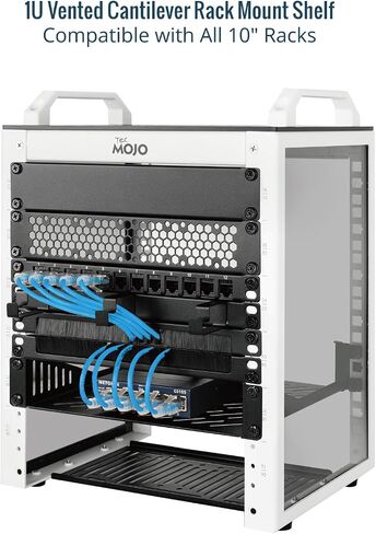 Tecmojo 1U Rack Mount Shelf لـ 10 "رف الخادم ، 7.87" صينية ناتئة عميقة ، رف معدني لخزانة الشبكة ، حاوية الخادم ، تدفق الهواء المحسن ، الأسود in Saudi Arabia