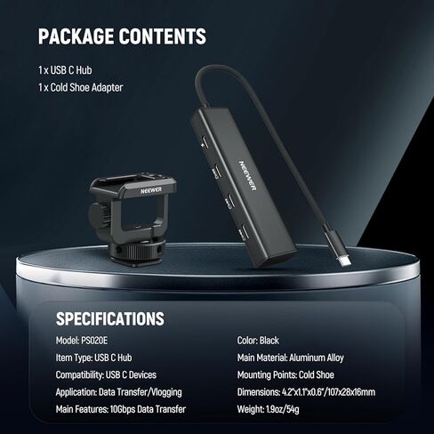 Neewer USB C Hub Dock مع محول الأحذية البارد ، 4 في 1 Dongle متعددة المحول مع 3x USB C Port 3.1 Gen2 & 1x 100W PD ، 10 جيجابت في الثانية متوافقة مع iPhone 16 15 iPad Mac Android PC Laptop ، PS020E in Kuwait