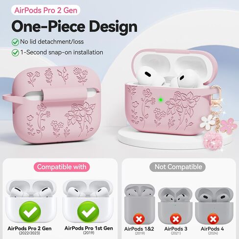 لحالة AirPods Pro 2 ، تغطية Airpod Pro الناعمة من السيليكون Pro مع مجموعة مفاتيح وتنظيف مجموعة متوافقة مع AirPods Pro 2nd/1st للنساء Girly ، مضاد للقرص in Kuwait