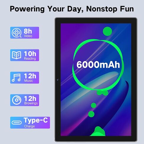 Android Tablet, 10.1" Android 14 Tablet with Octa-Core CPU, 12GB RAM+64GB ROM (2TB Expand), 8H Battery, 1280 * 800 IPS HD Touchscreen, Dual Camera, WiFi 6, BT5.0 Tablets for Adult in Saudi Arabia