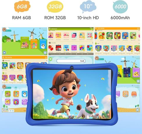 10.1 Inch Kids Tablet Ages 8-15, Android 15 Tablet for Kids,6G+32GB up to 128GB,6000mAh Battery,Dual Camera,WiFi,BT 5.0,Best Electronics Tablets Gift for Kids,Shockproof Protective Case (Pink) in Kuwait