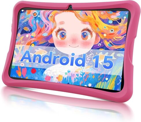 10.1 Inch Kids Tablet Ages 8-15, Android 15 Tablet for Kids,6G+32GB up to 128GB,6000mAh Battery,Dual Camera,WiFi,BT 5.0,Best Electronics Tablets Gift for Kids,Shockproof Protective Case (Pink) in Kuwait