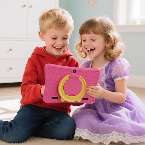 10.1 Inch Kids Tablet Ages 8-15, Android 15 Tablet for Kids,6G+32GB up to 128GB,6000mAh Battery,Dual Camera,WiFi,BT 5.0,Best Electronics Tablets Gift for Kids,Shockproof Protective Case (Pink) in Kuwait