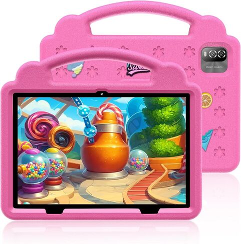 10 Inch Kids Tablet with Case, Android 15 Tablets for Age 3-12, 64GB Educational Pad, 5G WIFI6,Parental Control, Dual Camera, 6000mAh, Bluetooth (Pink) in Saudi Arabia