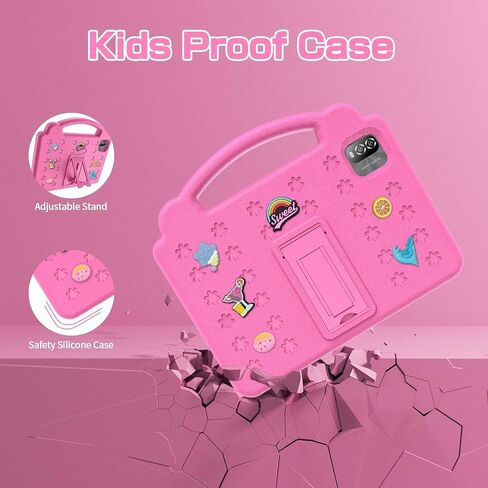 10 Inch Kids Tablet with Case, Android 15 Tablets for Age 3-12, 64GB Educational Pad, 5G WIFI6,Parental Control, Dual Camera, 6000mAh, Bluetooth (Pink) in Saudi Arabia
