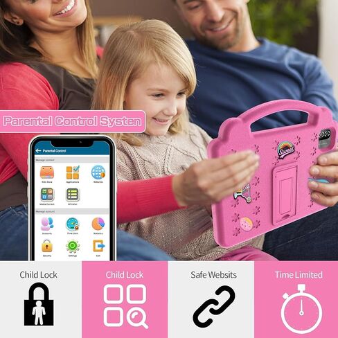 10 Inch Kids Tablet with Case, Android 15 Tablets for Age 3-12, 64GB Educational Pad, 5G WIFI6,Parental Control, Dual Camera, 6000mAh, Bluetooth (Pink) in Saudi Arabia