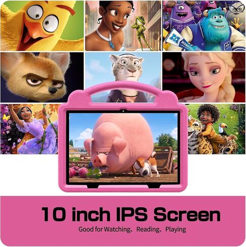 10 Inch Kids Tablet with Case, Android 15 Tablets for Age 3-12, 64GB Educational Pad, 5G WIFI6,Parental Control, Dual Camera, 6000mAh, Bluetooth (Pink) in Saudi Arabia