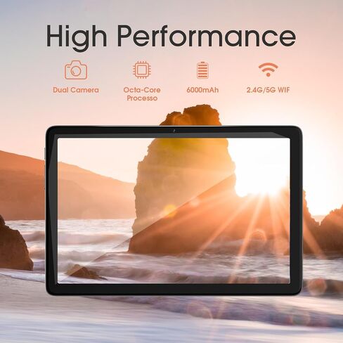 Tablet 10.1 بوصة Android 14 Tablet-ذاكرة الوصول العشوائي 10 جيجا بايت ، تخزين 64 جيجابايت + 256 جيجابايت قابلة للتوسعة ، معالج ثماني النواة ، بطارية 8 ساعات ، HD 800 × 1280 IPS شاشة تعمل باللمس ، Wi-Fi 5 | Bluetooth 5.0 ، الكاميرات المزدوجة - رمادي فاتح in Kuwait