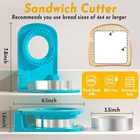 Sandwich Cutter and Sealer - Stainless Steel Decruster Sandwich Maker - Peanut Butter and Jelly Crustless Sandwich Bread Pancake Maker Cookie Cutter in Saudi Arabia