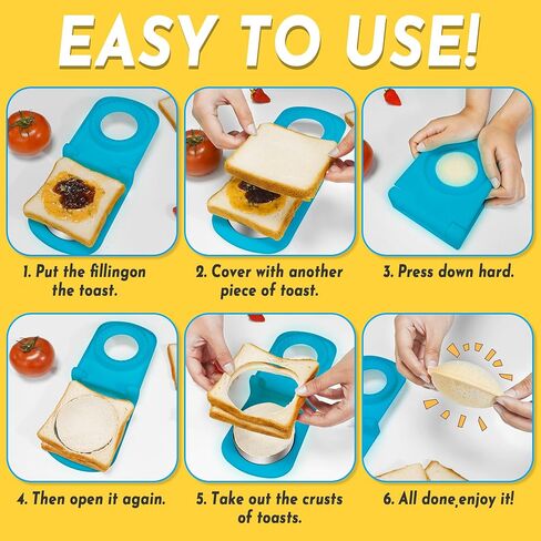 Sandwich Cutter and Sealer - Stainless Steel Decruster Sandwich Maker - Peanut Butter and Jelly Crustless Sandwich Bread Pancake Maker Cookie Cutter in Saudi Arabia