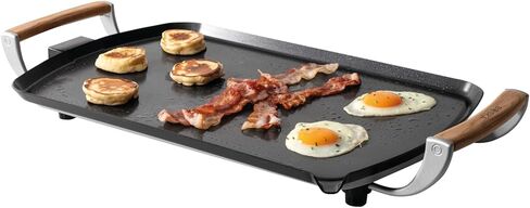 Boska Electric Griddle Pro – PFAS-Free Ceramic Nonstick Surface – Adjustable Heat up to 420°F – Grease Drain Spout – Oak Wood Handles – Black in Kuwait