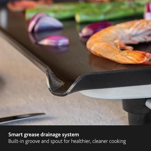 Boska Electric Griddle Pro – PFAS-Free Ceramic Nonstick Surface – Adjustable Heat up to 420°F – Grease Drain Spout – Oak Wood Handles – Black in Kuwait