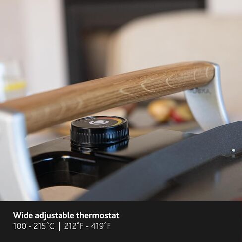 Boska Electric Griddle Pro – PFAS-Free Ceramic Nonstick Surface – Adjustable Heat up to 420°F – Grease Drain Spout – Oak Wood Handles – Black in Kuwait