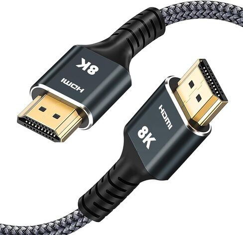 كابل HDMI عالية السرعة عالية السرعة 2M (6.6 قدم) سلك مضفر 48 جيجابت في الثانية - يدعم 8K@60Hz ، 4K@120Hz ، HDR10 ، HDCP 2.2/2.3 ، DTS: X - متوافق مع PS5 ، ROKU TV ، Blu -ray & HDTV in Kuwait