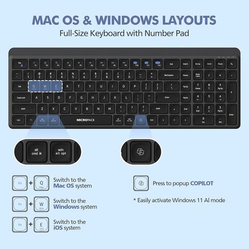 Purple Wireless Keyboard and Mouse Combo for Desktop Mac iPad Bluetooth 2.4 Ghz Rechargeable Slim Silent Click with Number Pad Compatible with Pc, Laptop, Tablet (Purple) in Kuwait