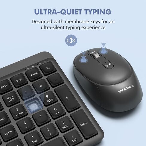 Purple Wireless Keyboard and Mouse Combo for Desktop Mac iPad Bluetooth 2.4 Ghz Rechargeable Slim Silent Click with Number Pad Compatible with Pc, Laptop, Tablet (Purple) in Kuwait