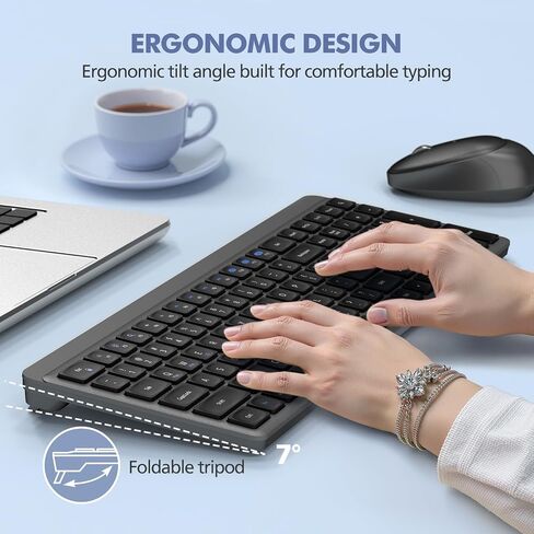 Purple Wireless Keyboard and Mouse Combo for Desktop Mac iPad Bluetooth 2.4 Ghz Rechargeable Slim Silent Click with Number Pad Compatible with Pc, Laptop, Tablet (Purple) in Kuwait