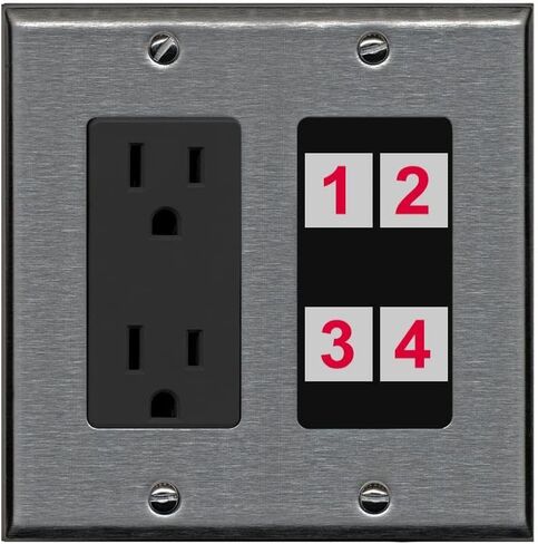 RiteAV Custom 4 Port Custom Wall Plate, 1 Gang, White/White, Choose HDMI Coax 3.5mm Banana Cat5/6 Phone RCA Speaker Toslink USB in Saudi Arabia
