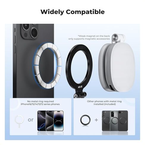 K & F Concept Magnetic Metal Phone Mount مع حبل أحذية بارد ، محول حامل هاتف قابل للتعديل قابل للتعديل متوافق مع iPhone 16/15/14/13 ، مراقبة الكاميرا ، ثلاثيات ، مثبتات in Kuwait