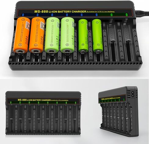 18650 Battery Charger, 8 Bay 3.7V Lithium Battery Charger, Smart LED Display can Quickly Charge,Suitable for Various Lithium Batteries 26650/21700/26850/32650/32850/18650/16340/14500 in Saudi Arabia