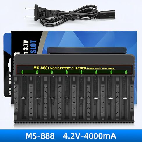 18650 Battery Charger, 8 Bay 3.7V Lithium Battery Charger, Smart LED Display can Quickly Charge,Suitable for Various Lithium Batteries 26650/21700/26850/32650/32850/18650/16340/14500 in Saudi Arabia