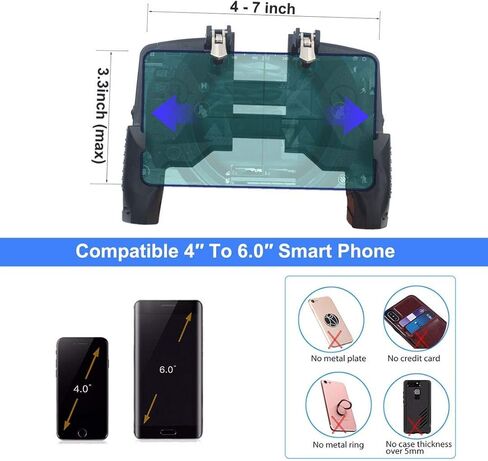 Mobile Game Controller for PUBG Mobile Controller L1R1 Mobile Game Trigger Joystick Gamepad for All 6.5" or Less iOS & Android Phones in Saudi Arabia
