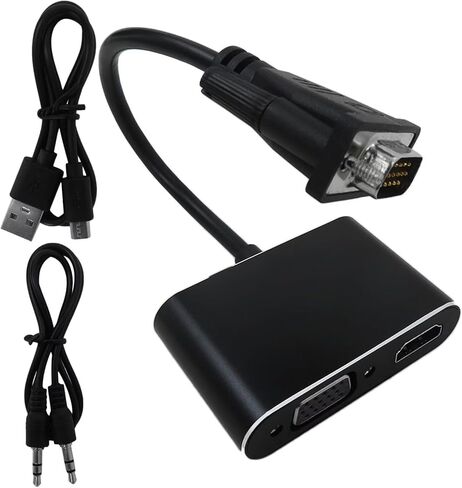 NGHTMRE 2025 Upgrade 2 in 1 VGA to HDMI+VGA Adater 1080P Full HD Video Audio Converter with Full 1080P HD Resolution Compatible for Windows, for Ma-c OS, for Linux in Saudi Arabia