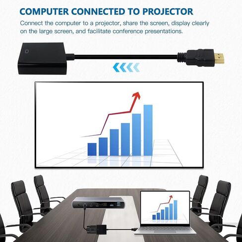 استبدال HDMI المطلي بالذهب 2x الجديد إلى محول VGA (من الذكور إلى أنثى) للكمبيوتر/سطح المكتب/الكمبيوتر المحمول/الكمبيوتر/الشاشة ، حتى 1080 بكسل كامل HD (1920x1080@60Hz) - الأسود in Kuwait