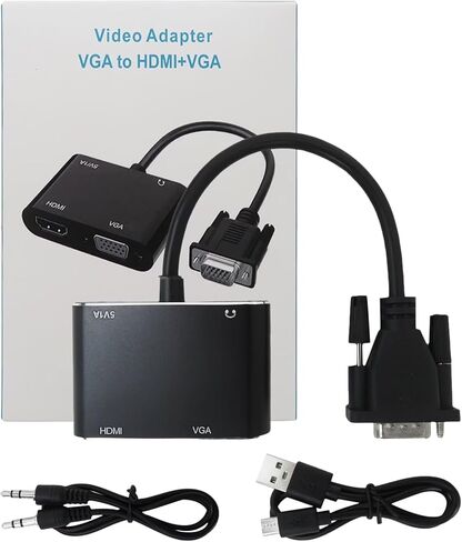 NGHTMRE 2025 Upgrade VGA to HDMI+VGA Adapter for Dual Monitors, VGA to HDMI Adapter Splitter 2 in 1,1080P@60HZ Full HD Display Video Converter for PC Laptop Link Monitor/HDTV/Projector, Plug & Play in Saudi Arabia