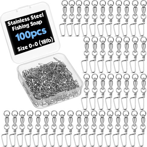 Soulchen 100 Pcs High Strength Fishing Snap Swivels Ball Bearing Fishing Swivels Freshwater Saltwater Connector Stainless Steel Corrosion Resistant Terminal Tackle Line Lure Leader Connector in Saudi Arabia