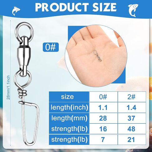 Soulchen 100 Pcs High Strength Fishing Snap Swivels Ball Bearing Fishing Swivels Freshwater Saltwater Connector Stainless Steel Corrosion Resistant Terminal Tackle Line Lure Leader Connector in Saudi Arabia