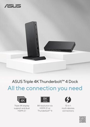 ASUS Triple 4K Thunderbolt 4 Dock DC500: Black, Thunderbolt 4, Ethernet, HDMI, Compatible with Expertbook in Saudi Arabia