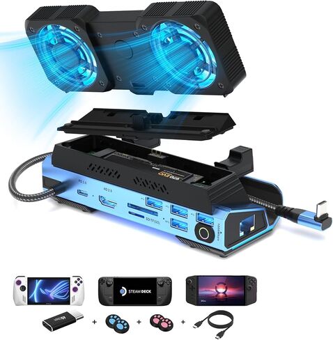 Dock Dock Deck/Steam Deck Stefer في Legion GO/ROG-14 في 1 في محطة الإرساء ، تفكيك المعجبين الرائعين المزدوج ، M.2 nvme exclosure ، 4K@60Hz ، 4 منافذ USB ، شحن 100W PD ، Gigabit Ethernet Fit for Steam Deck in Saudi Arabia
