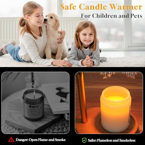 Candle Warmer Lamp with Timer, Candle Warmer Lamp Adjustable Height, Electric Candle Lamp Warmer, Dimmable Candle Warmer Lamp with 2 Bulbs, Walnut Wood Base, Gifts for Mom Home Decor in Saudi Arabia
