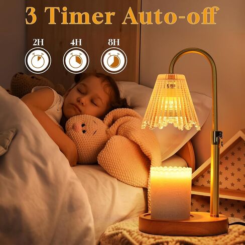 Candle Warmer Lamp with Timer, Candle Warmer Lamp Adjustable Height, Electric Candle Lamp Warmer, Dimmable Candle Warmer Lamp with 2 Bulbs, Walnut Wood Base, Gifts for Mom Home Decor in Saudi Arabia
