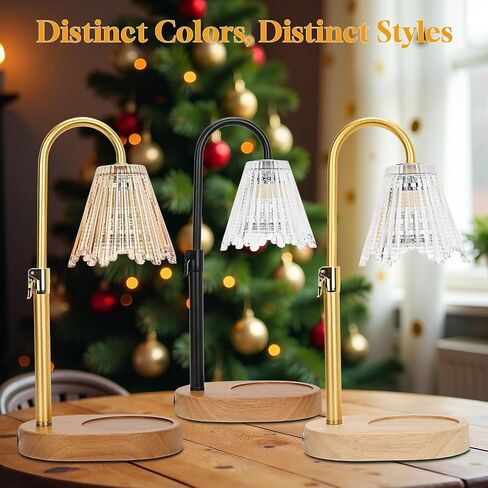 Candle Warmer Lamp with Timer, Candle Warmer Lamp Adjustable Height, Electric Candle Lamp Warmer, Dimmable Candle Warmer Lamp with 2 Bulbs, Walnut Wood Base, Gifts for Mom Home Decor in Saudi Arabia