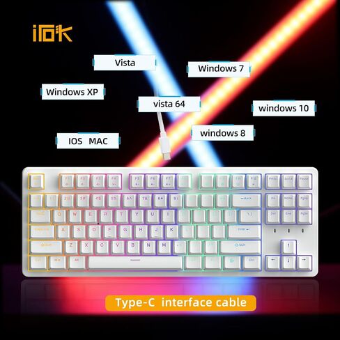 IROK FE87/104 RGB Mechanical Keyboard, Hot Swappable Gaming Keyboard, Customizable Backlit, Magnet Upper Cover Type-C Wired Keyboard for Mac Windows-White/Brown Switch in Saudi Arabia
