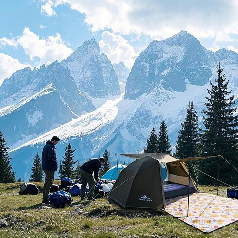 ThreeBears 4-Person Backpacking Tent Shelter, 3000mm Waterproof, Easy Setup, Spacious for Family Outdoor Adventures, Hiking, and Camping Trips in Kuwait